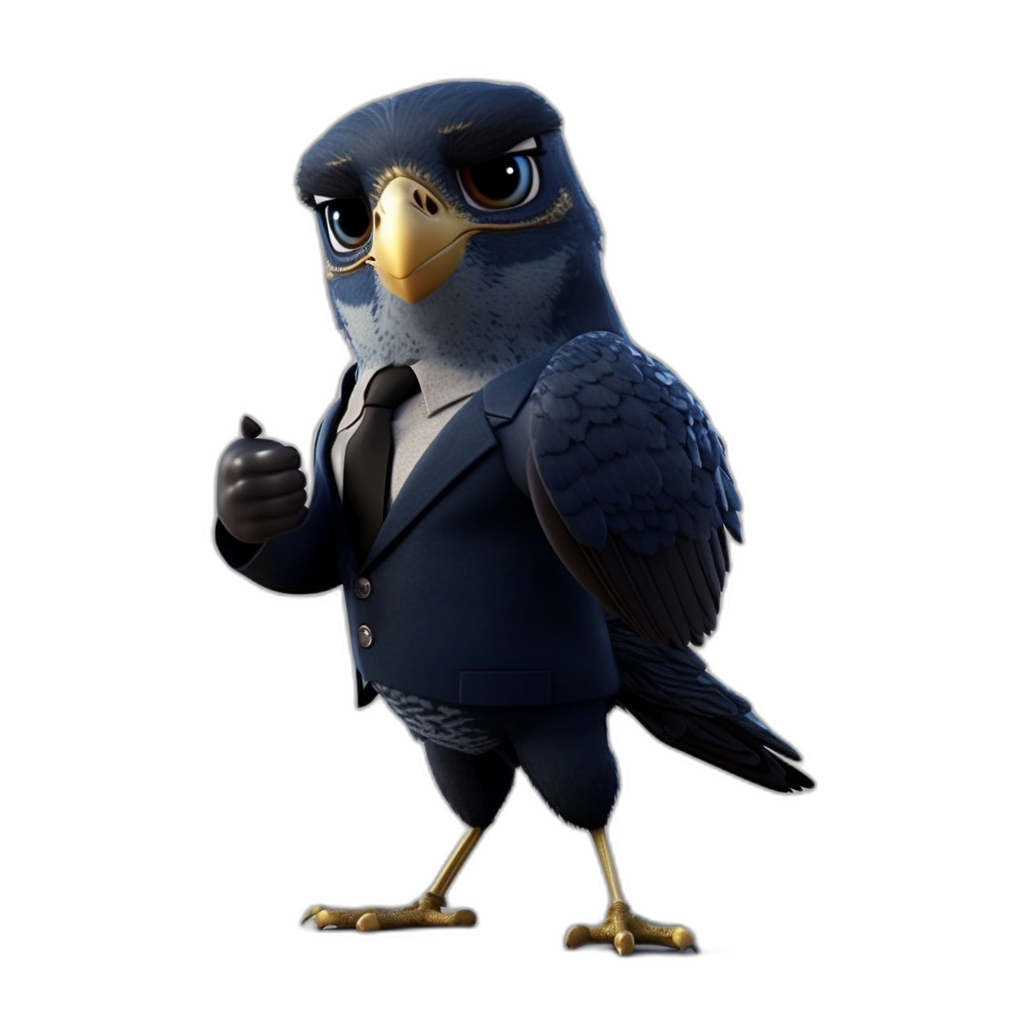 un oiseau de dessin animé portant un costume et une cravate