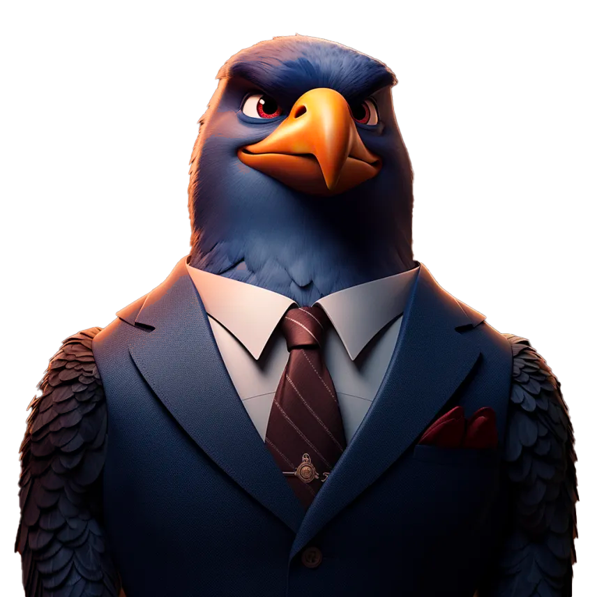 Mascotte Falcon Marketing en costume